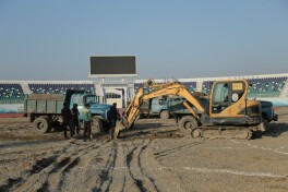 "So'g'diyona" markaziy stadionida ta'mirlash ishlari olib borilmoqda