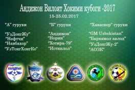"Andijon Viloyati Hokim kubogi-2017"da 12ta klub ishtirok etadi